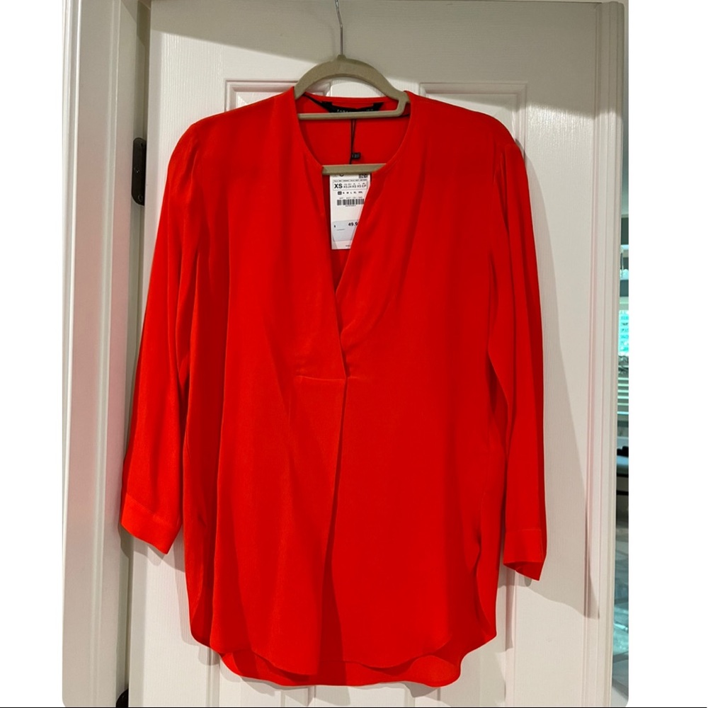 Zara NWT red tunic blouse